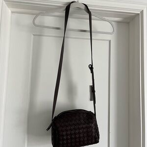 Moda Luxe Dark Brown Woven Crossbody Bag
